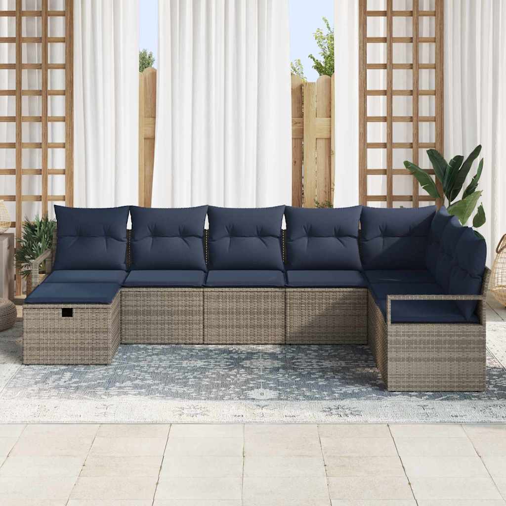 Ensemble de Canapés avec coussin 8 pcs Gris polyrotin - XIOS