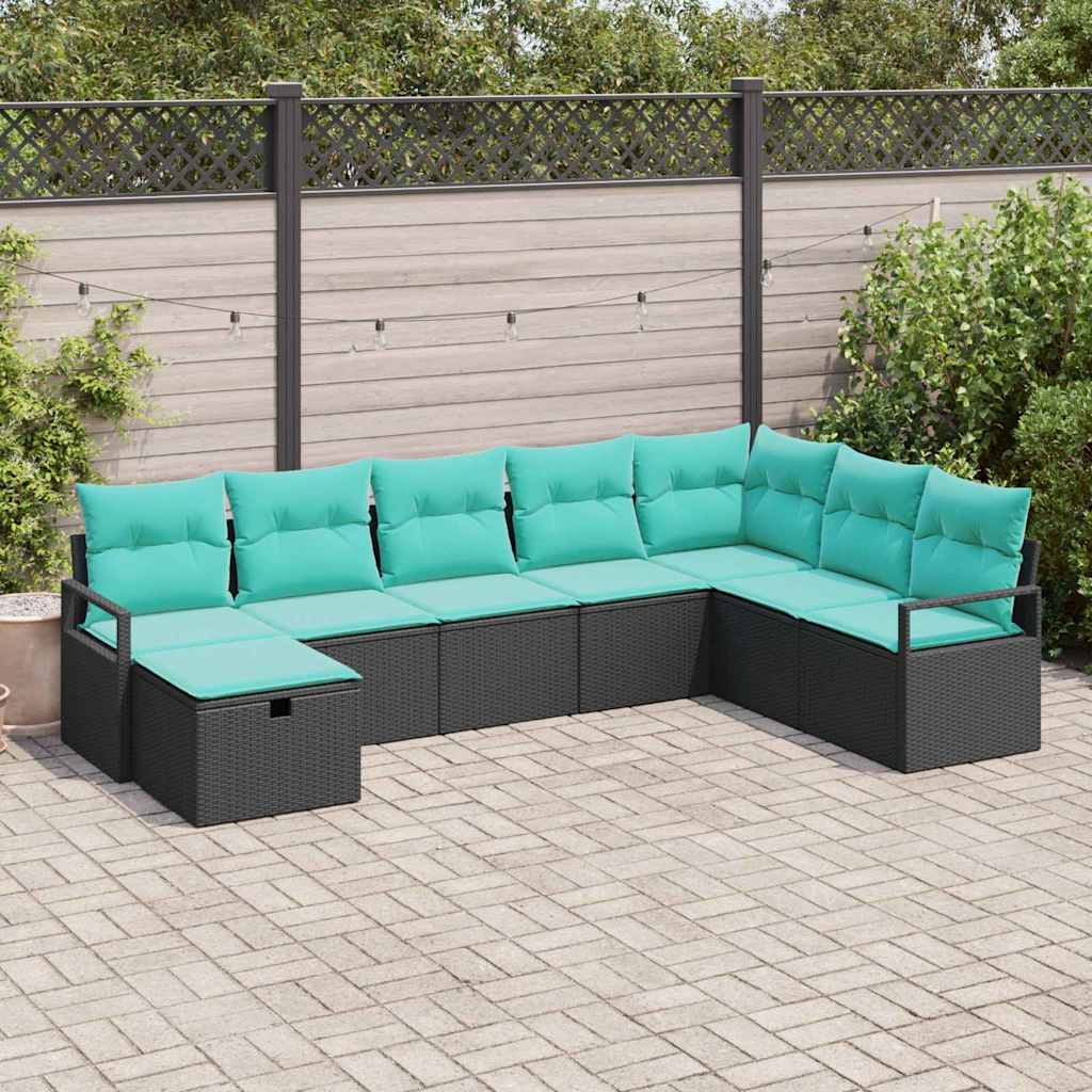 Ensemble de Canapés avec coussin 8 pcs Noir polyrotin - XIOS