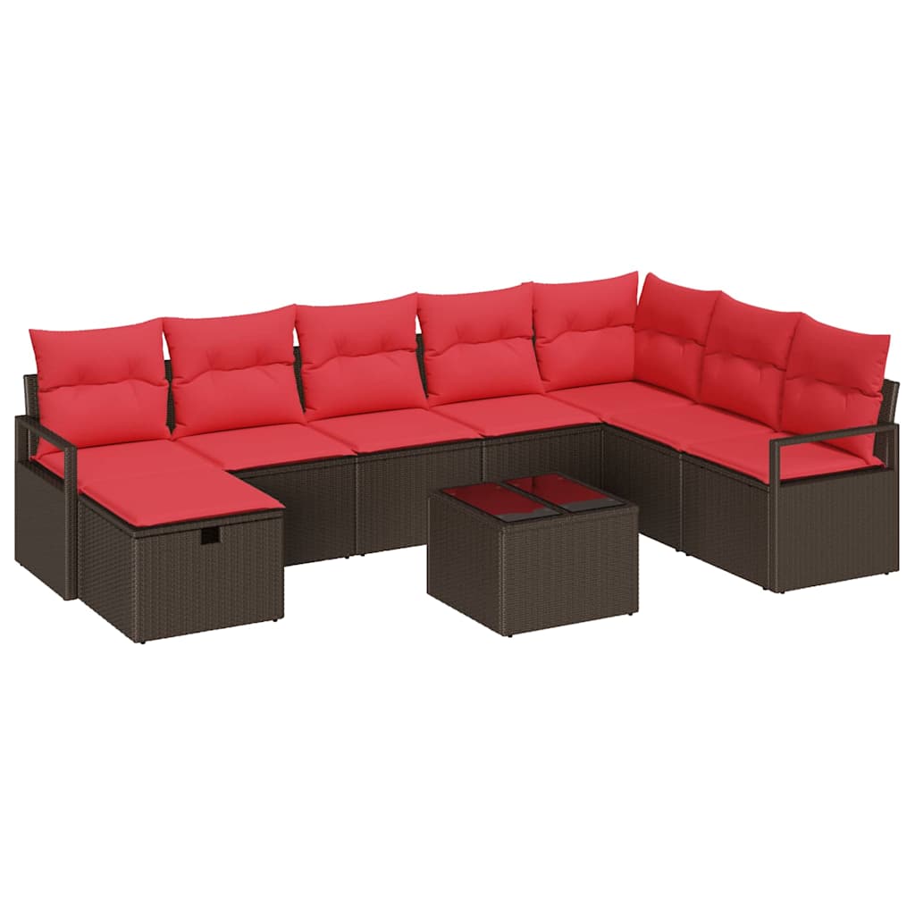 Ensemble de Canapés avec coussin 9 pcs Marron polyrotin - XIOS