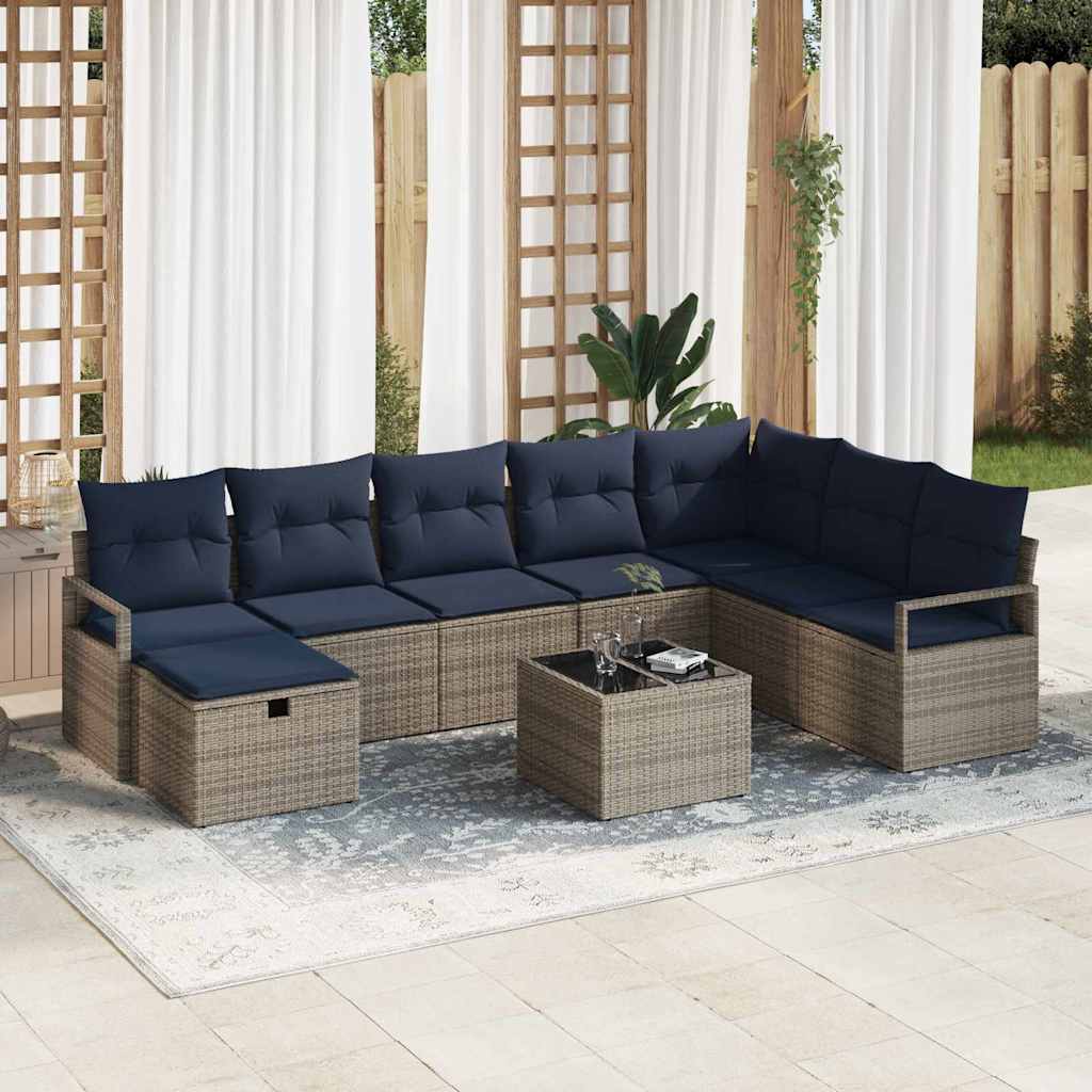 Ensemble de Canapés avec coussin 9 pcs Gris polyrotin - XIOS