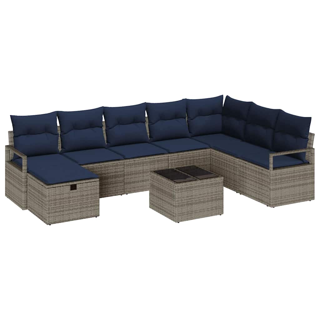 Ensemble de Canapés avec coussin 9 pcs Gris polyrotin - XIOS