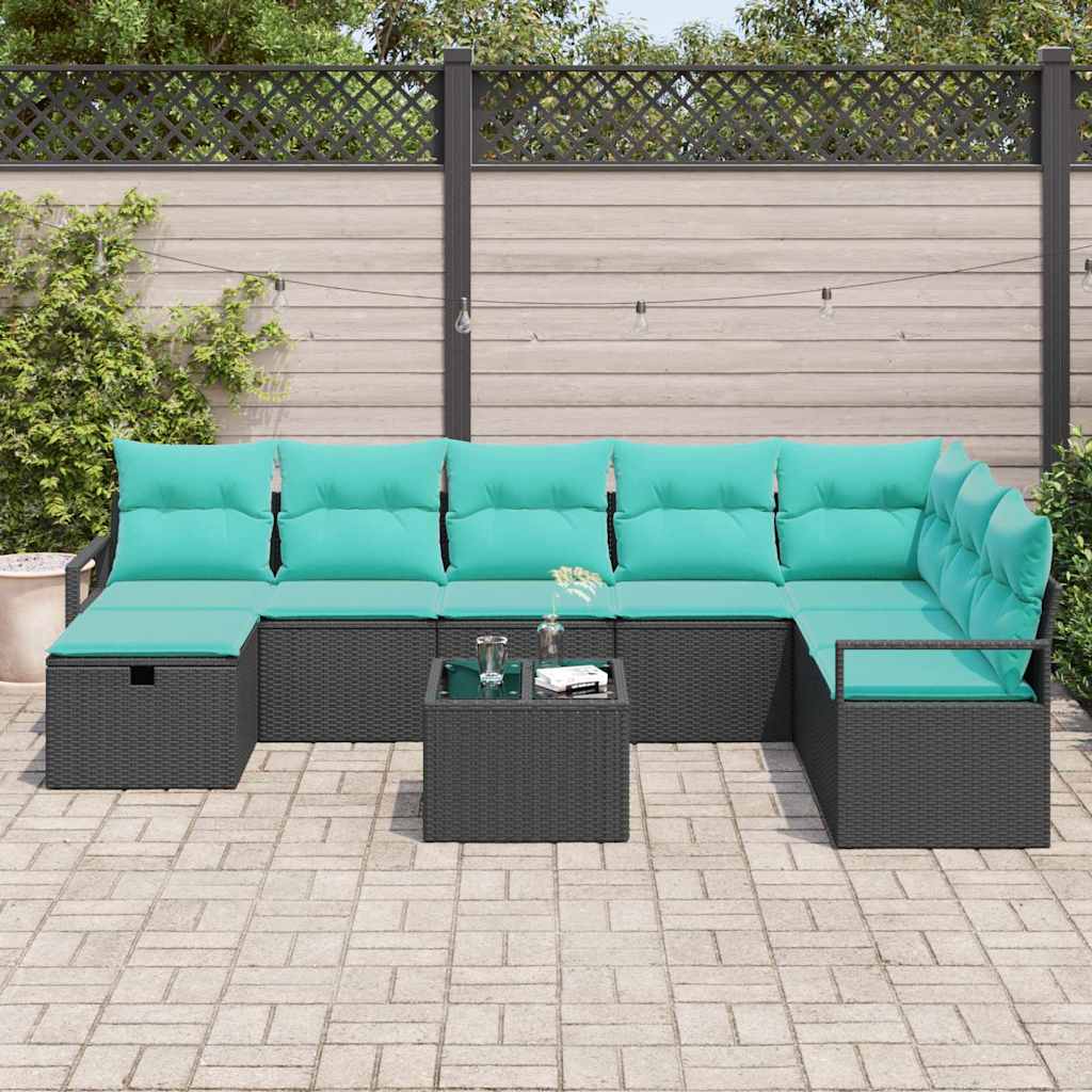 Ensemble de Canapés avec coussin 9 pcs Noir polyrotin - XIOS