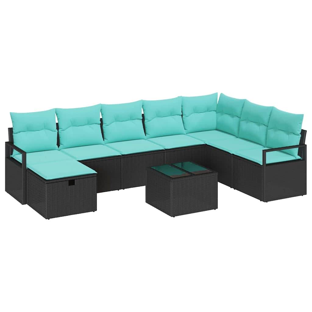 Ensemble de Canapés avec coussin 9 pcs Noir polyrotin - XIOS