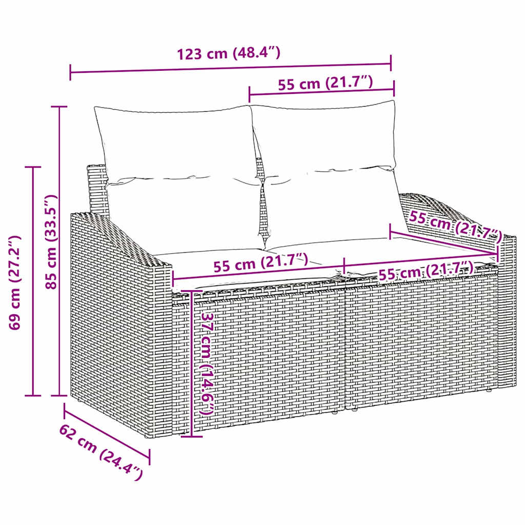 Ensemble de Canapés avec coussin avec stockage Noir polyrotin - XIOS