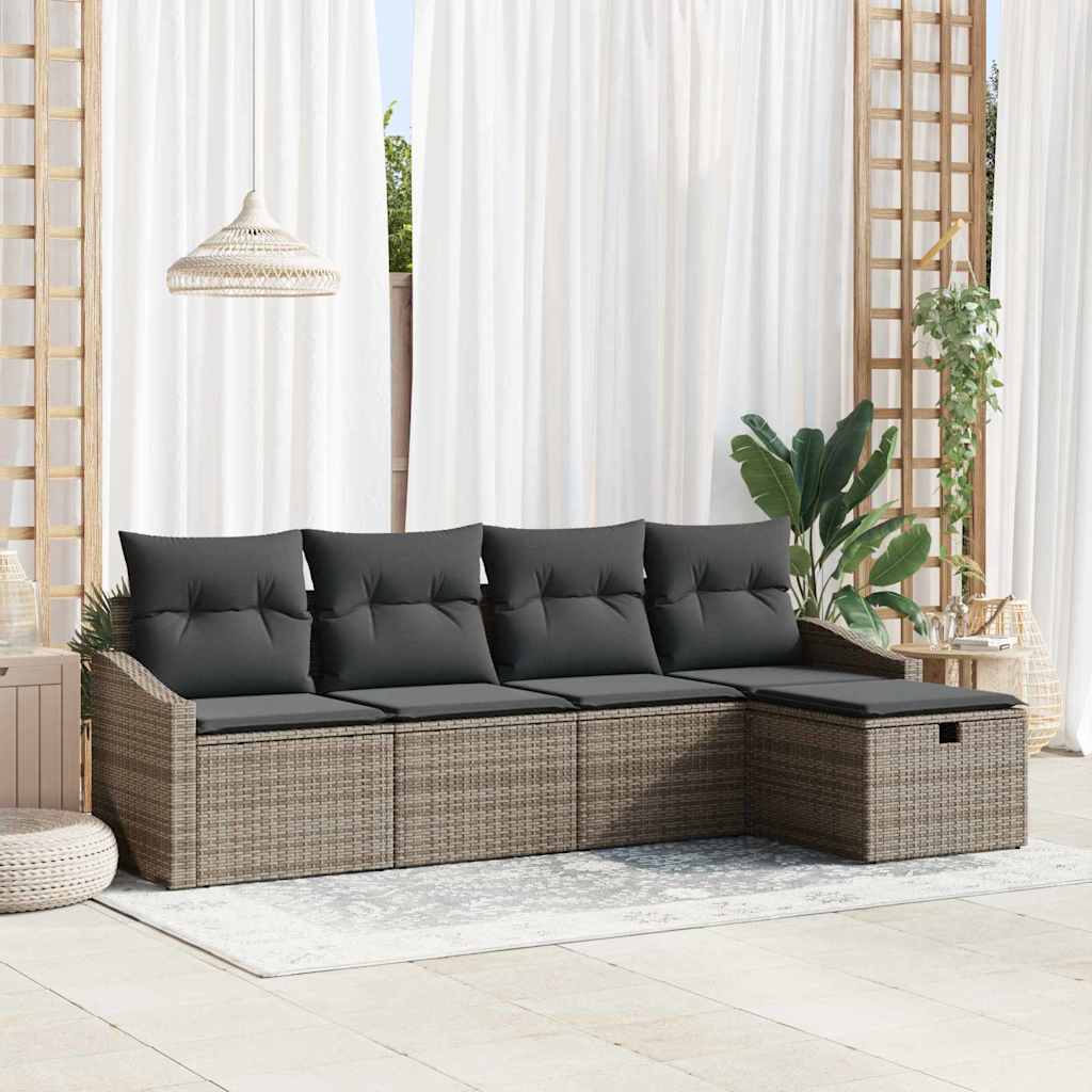 Ensemble de Canapés avec coussin 5 pcs Gris polyrotin - XIOS