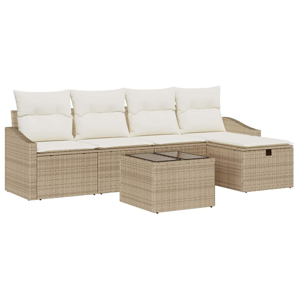 Ensemble de Canapés avec coussin avec stockage Beige polyrotin