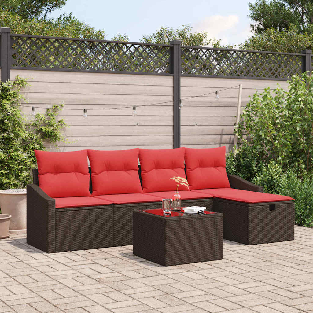 Ensemble de Canapés avec coussin avec stockage Marron polyrotin