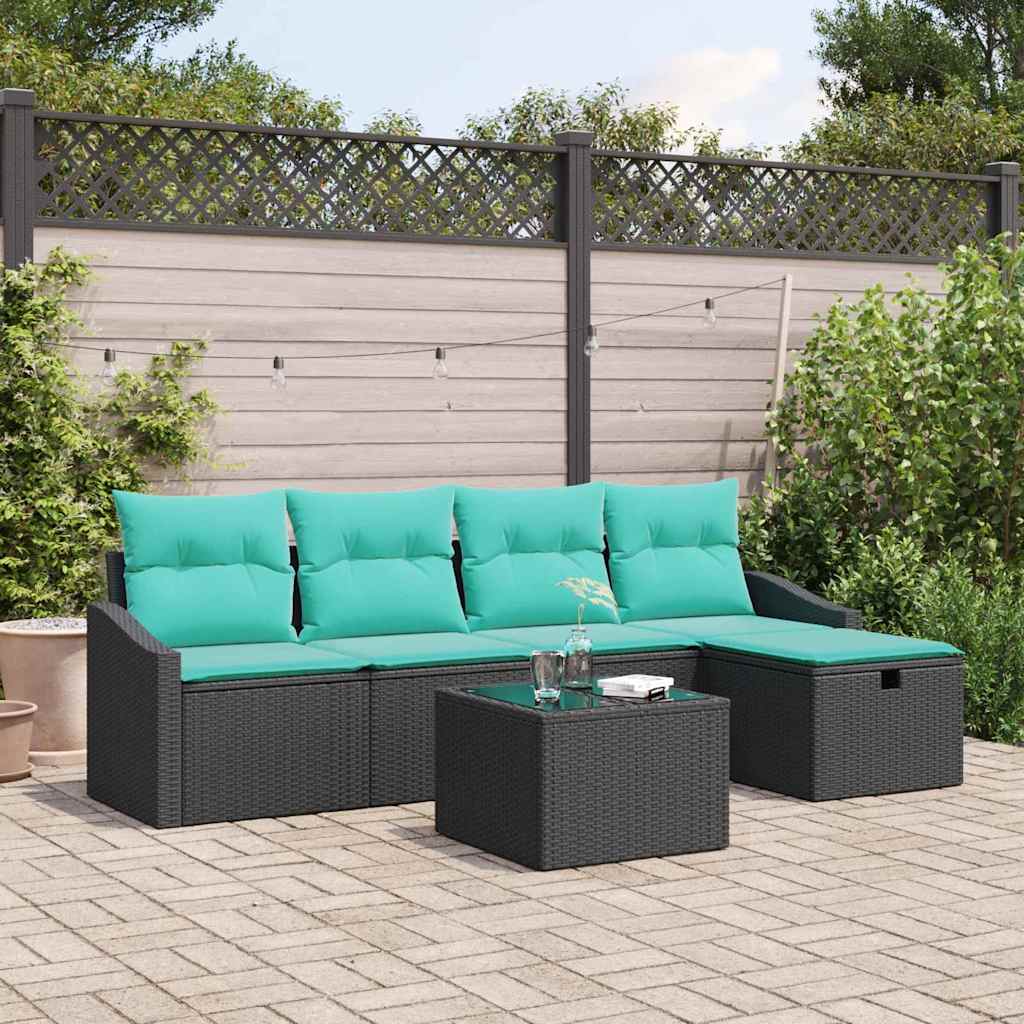 Ensemble de Canapés avec coussin 6 pcs Noir polyrotin - XIOS