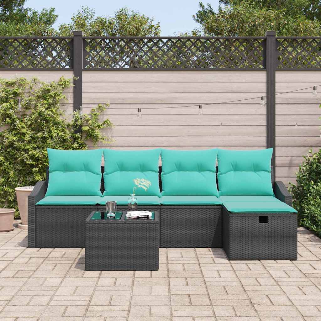 Ensemble de Canapés avec coussin 6 pcs Noir polyrotin - XIOS