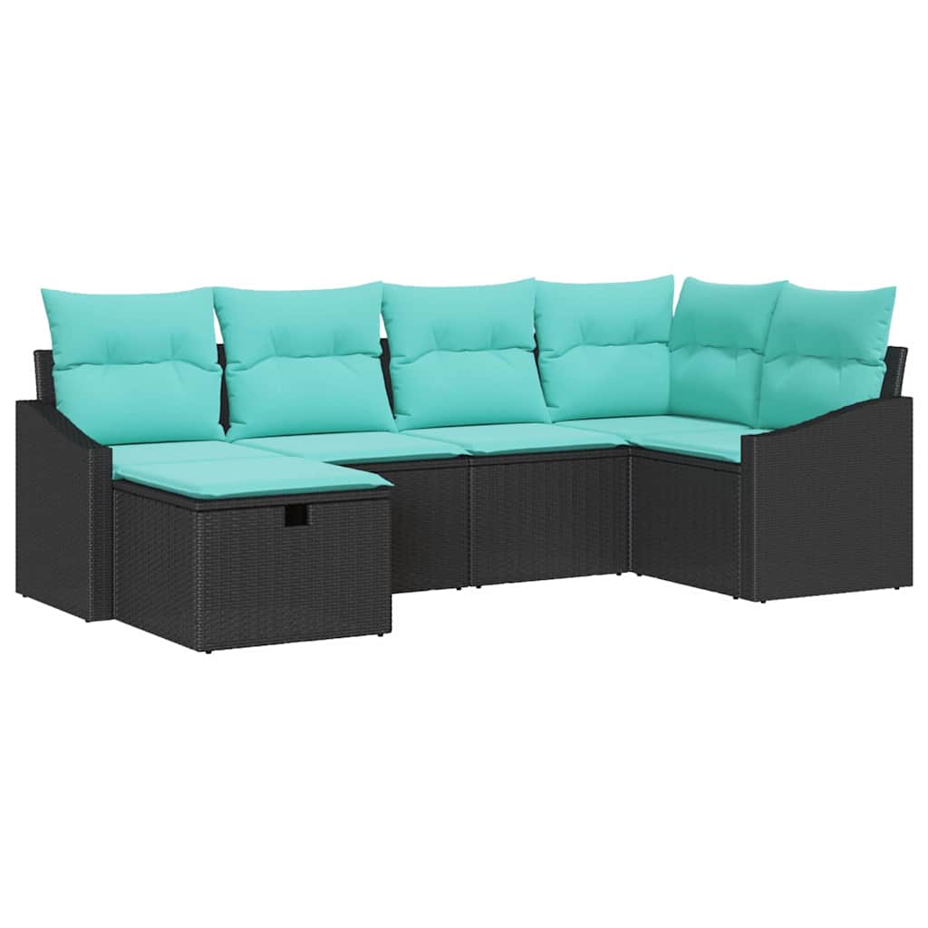 Ensemble de Canapés avec coussin 6 pcs Noir polyrotin - XIOS