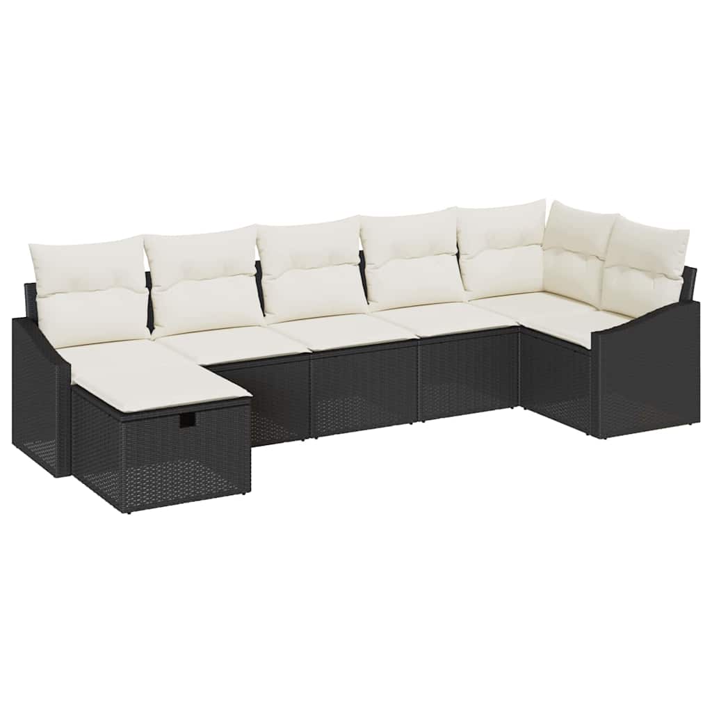 Ensemble de Canapés avec coussin 7 pcs Noir polyrotin - XIOS