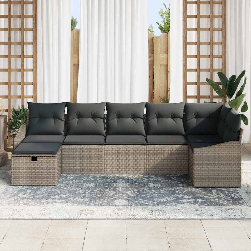 Ensemble de Canapés avec coussin 7 pcs Gris polyrotin - XIOS