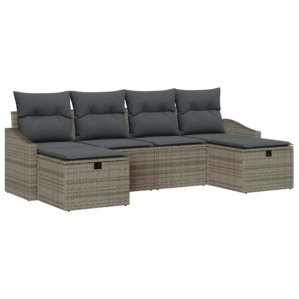 Ensemble de canapé de jardin avec coussin 6 pcs polyrotin - XIOS