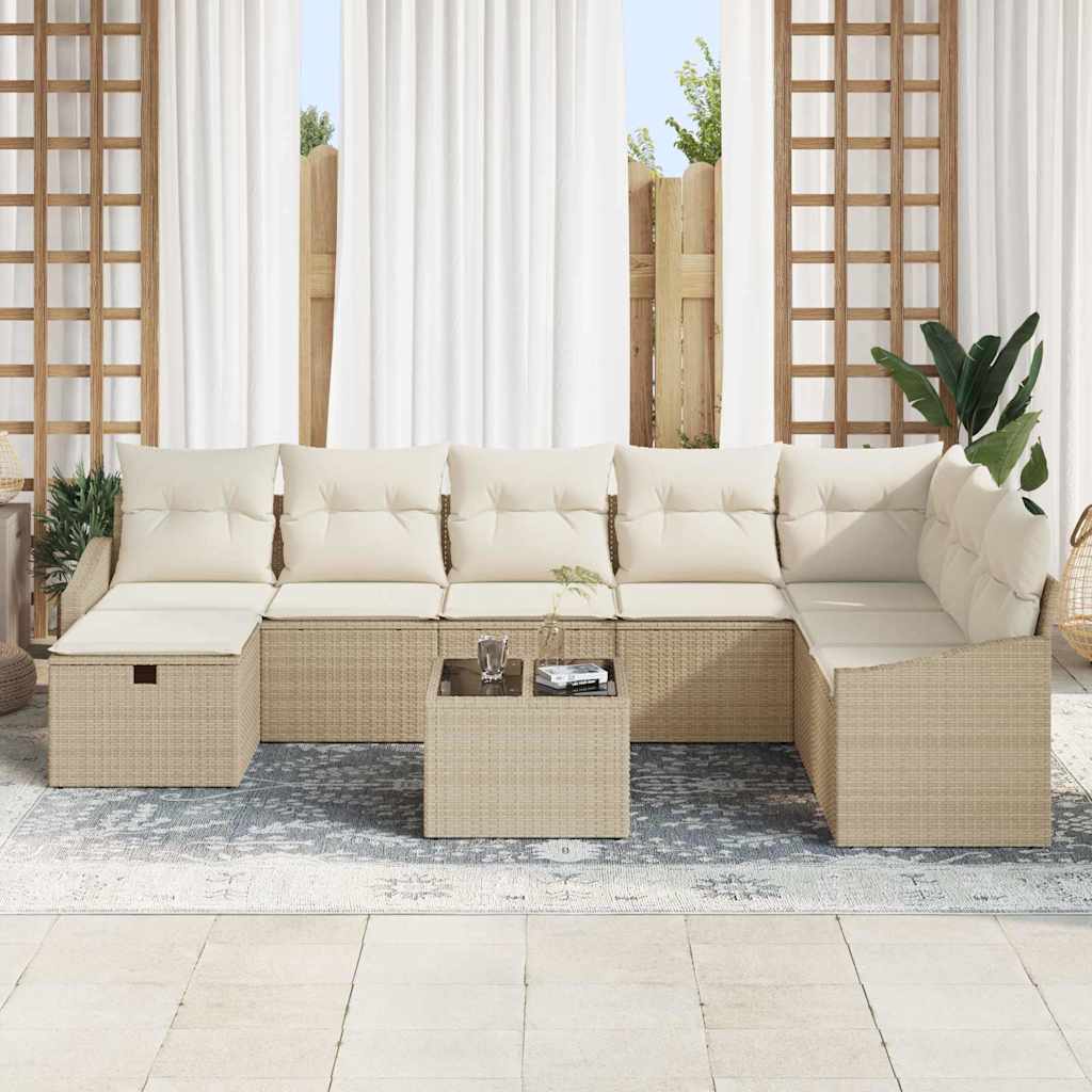 Ensemble de canapé de jardin avec coussin 9 pcs polyrotin - XIOS