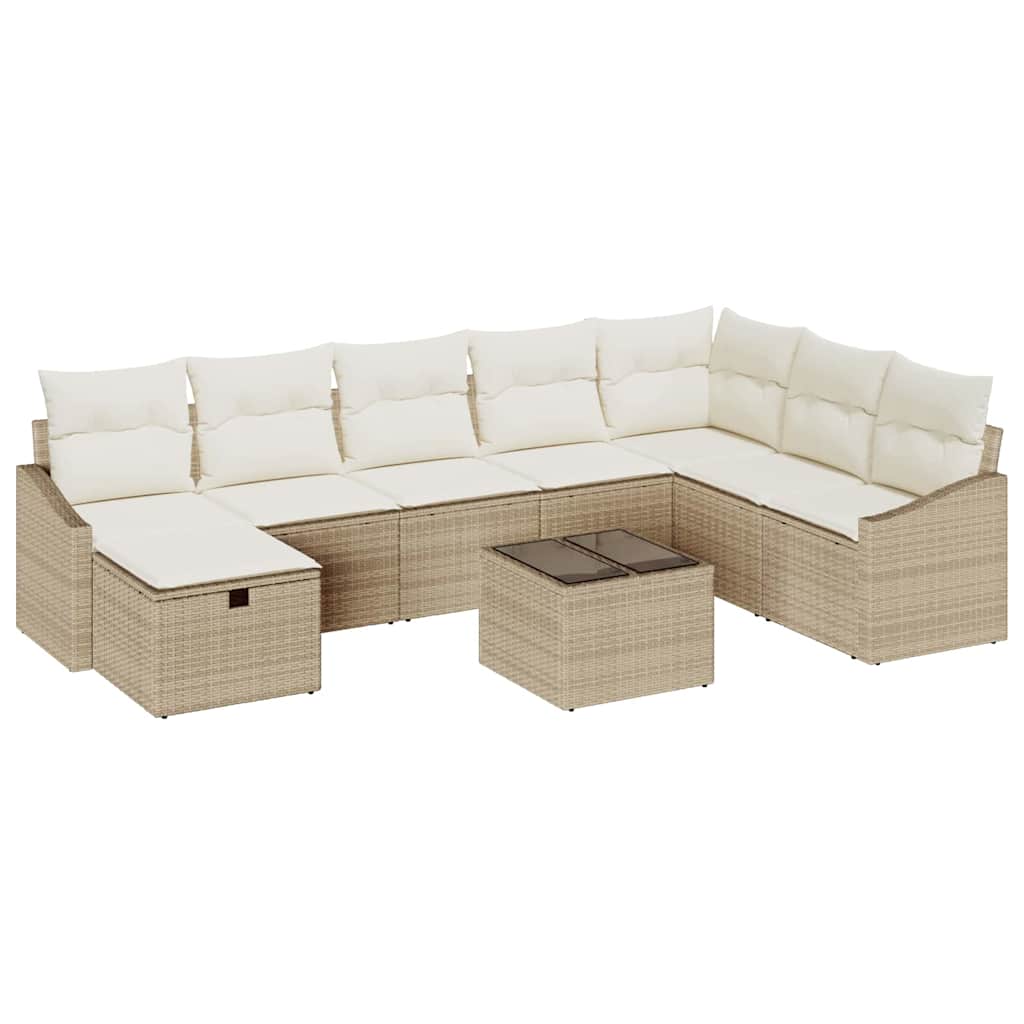 Ensemble de canapé de jardin avec coussin 9 pcs polyrotin - XIOS