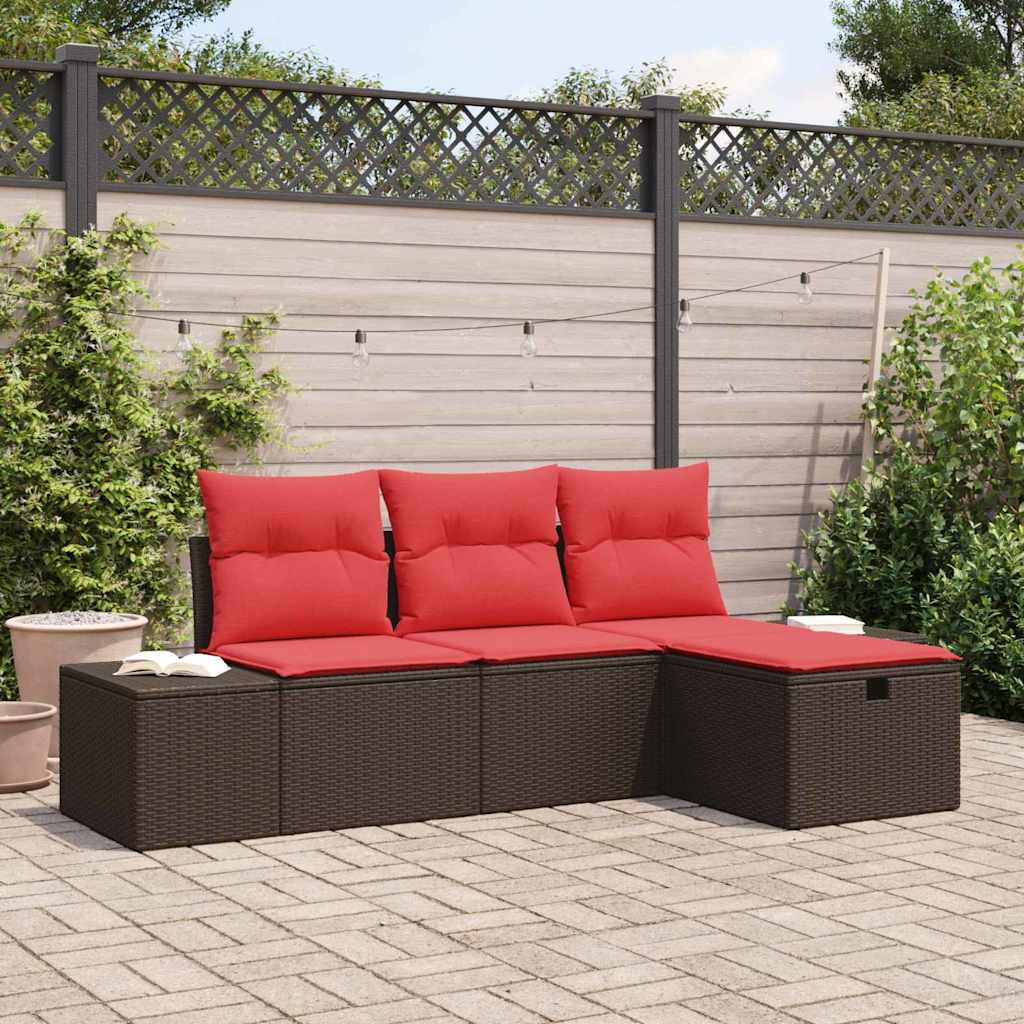 Ensemble de canapé de jardin avec coussin 4 pcs polyrotin - XIOS