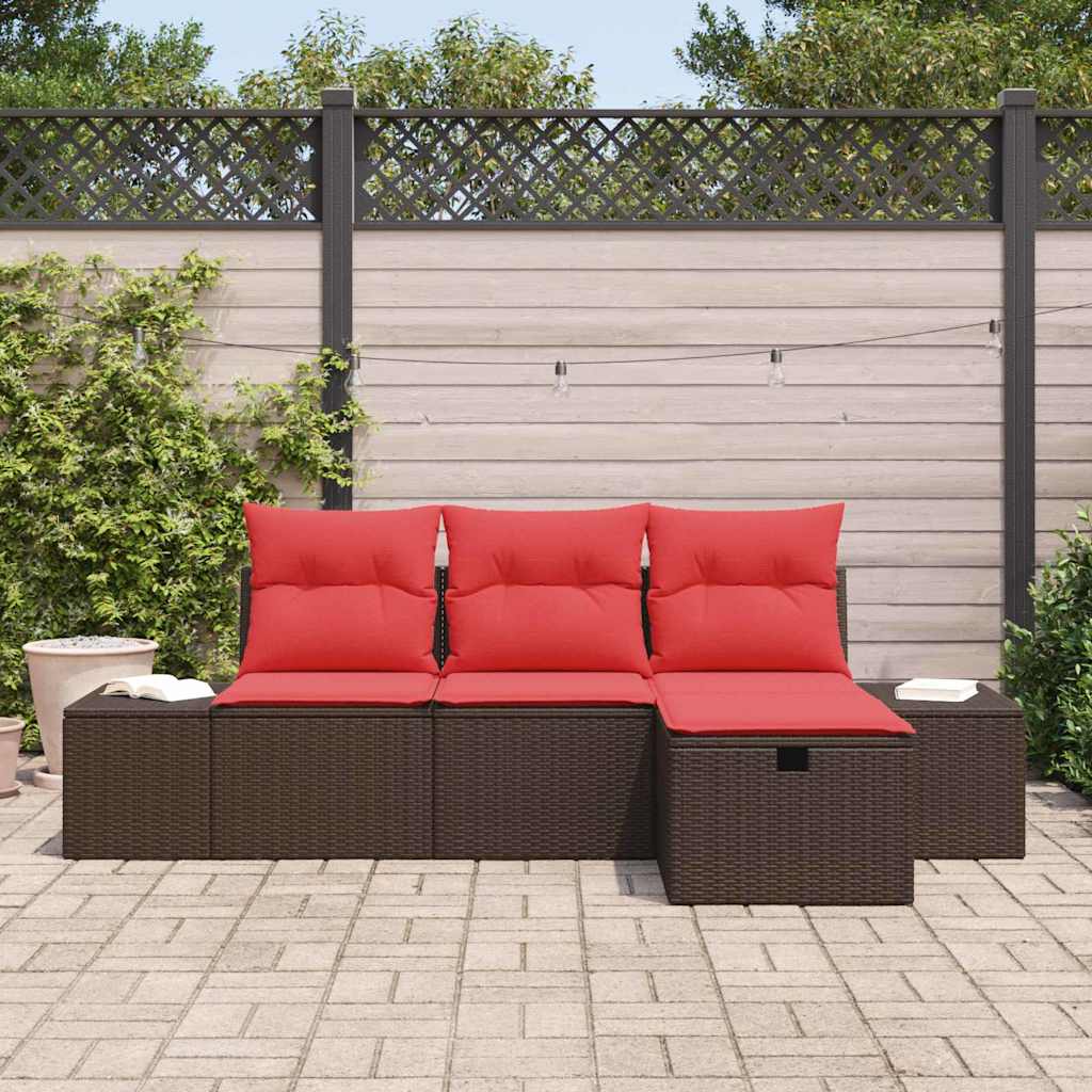 Ensemble de canapé de jardin avec coussin 4 pcs polyrotin - XIOS