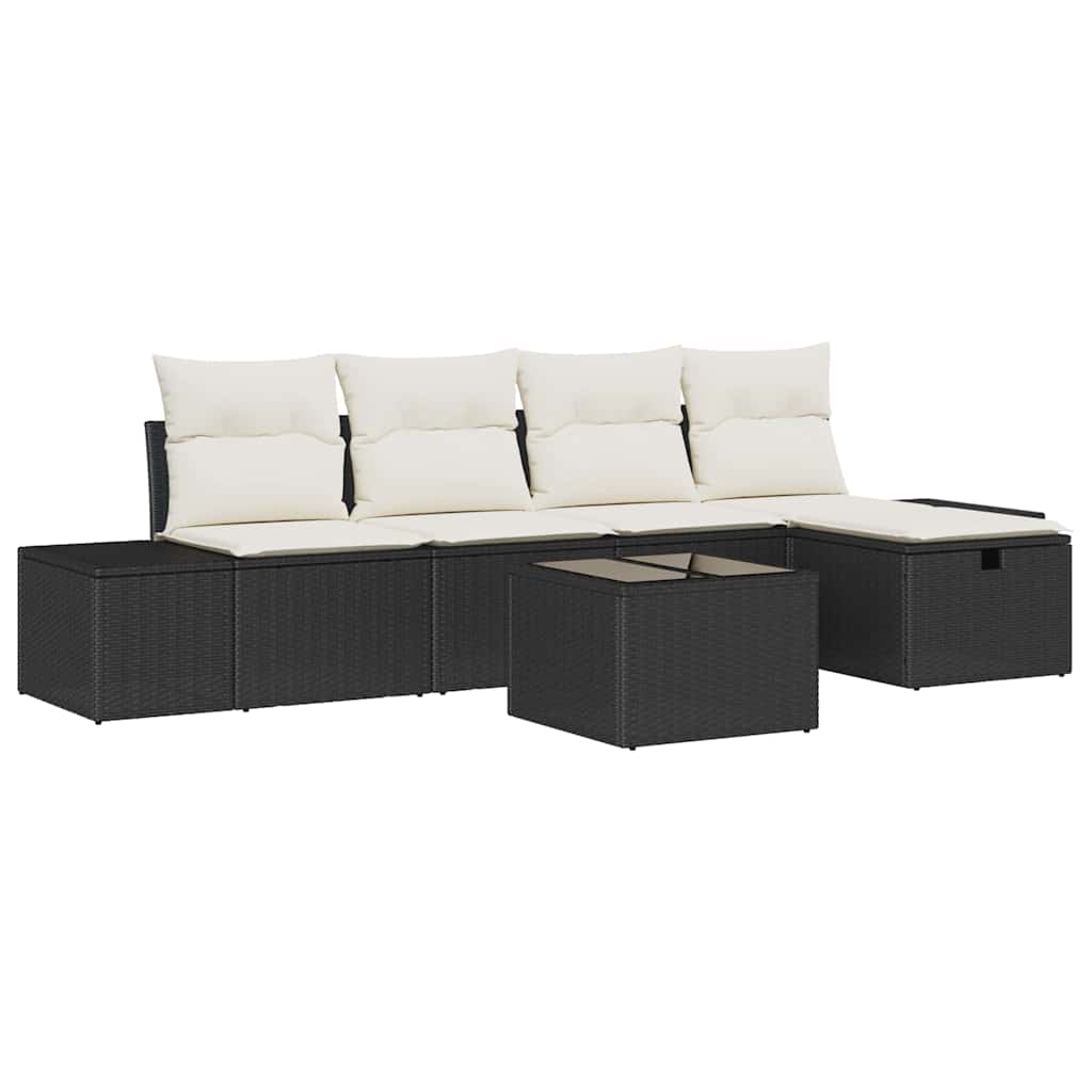 Ensemble de canapé de jardin avec coussin 6 pcs Noir polyrotin - XIOS
