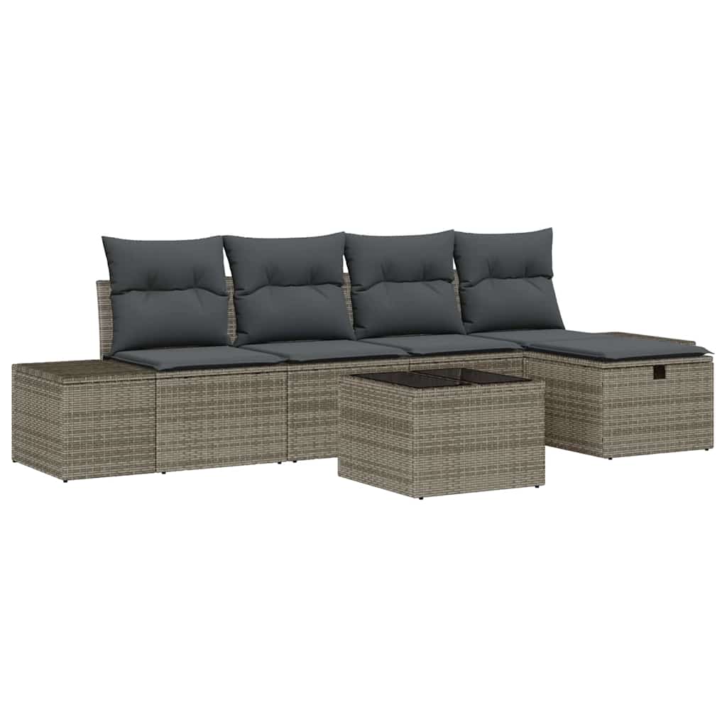 Ensemble de canapé de jardin avec coussin 6 pcs Gris polyrotin - XIOS