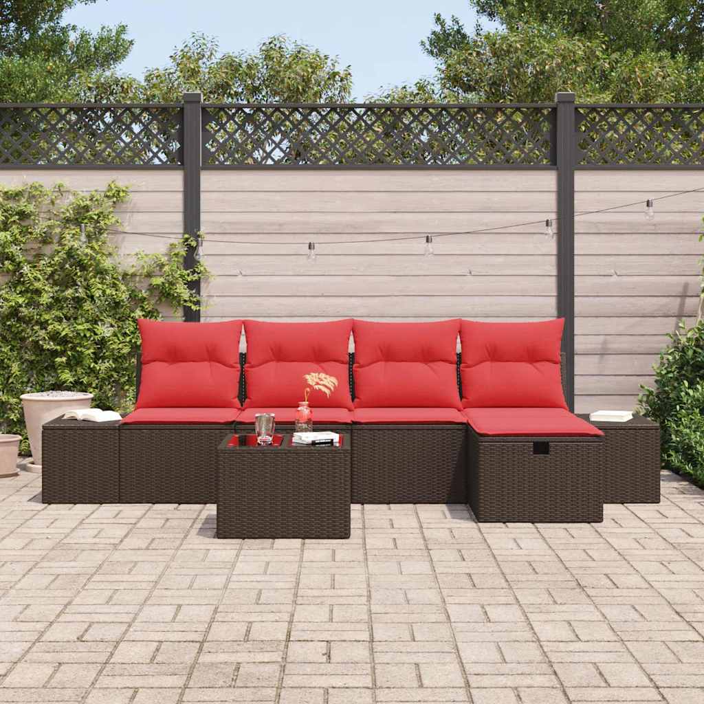 Ensemble de canapé de jardin 6 pcs Marron polyrotin - XIOS