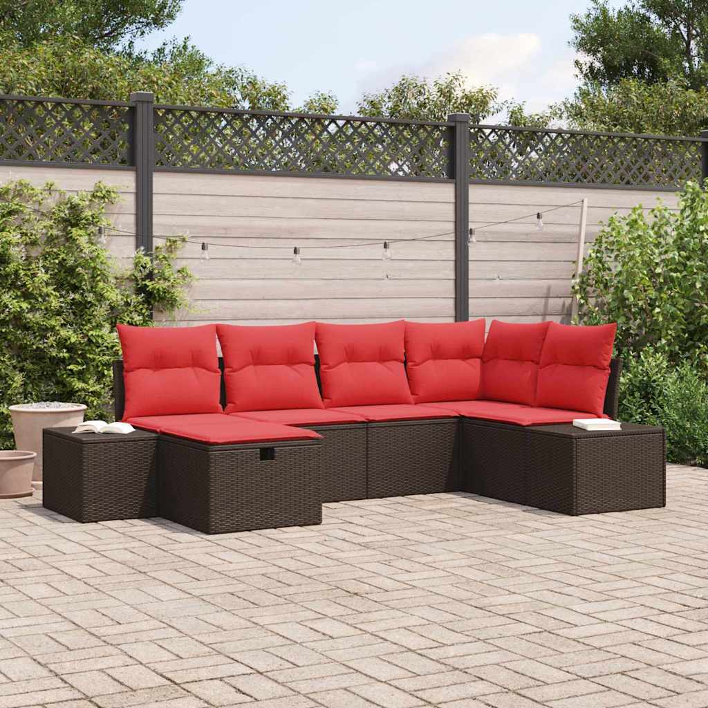 Ensemble de canapé de jardin 6 pcs Marron polyrotin - XIOS