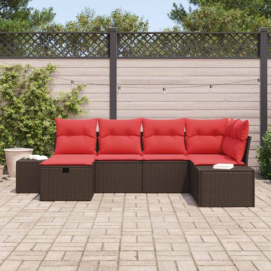 Ensemble de canapé de jardin 6 pcs Marron polyrotin - XIOS
