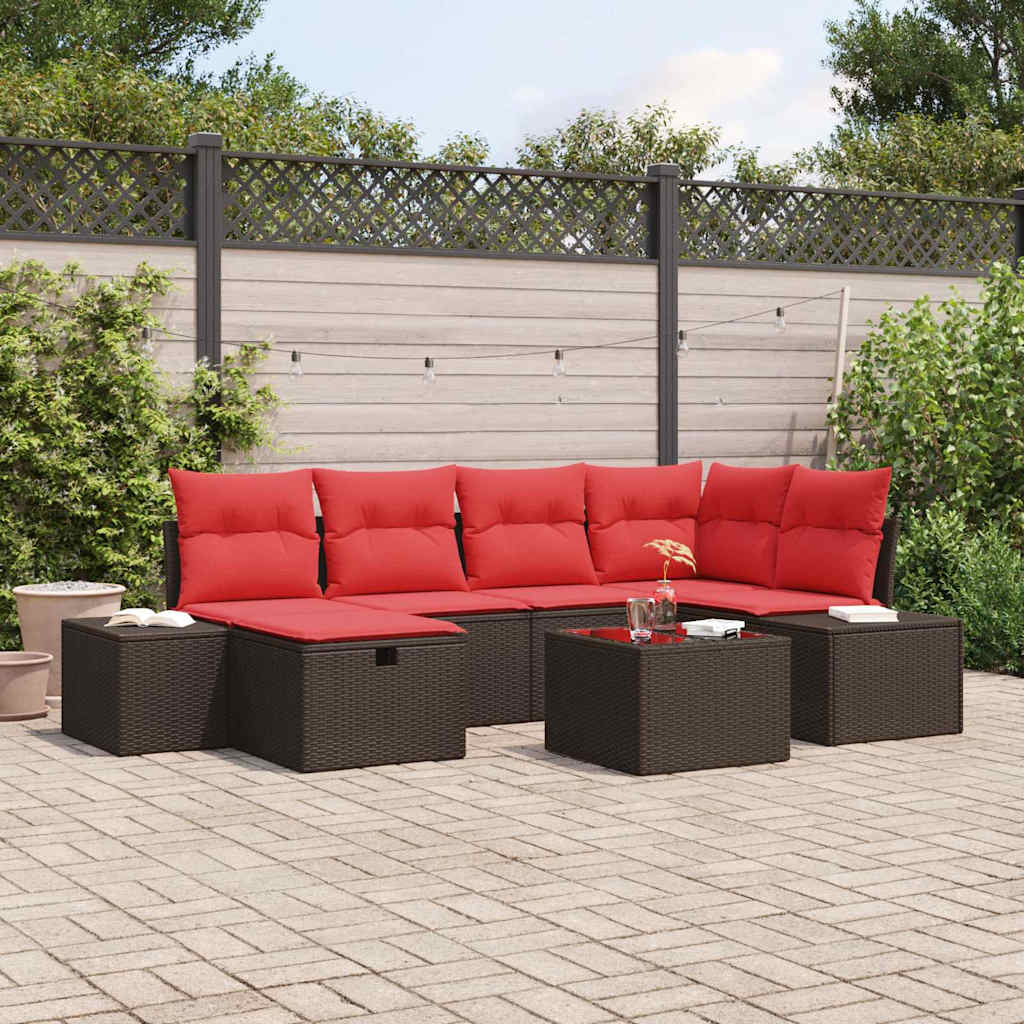 Ensemble de canapé de jardin 7 pcs Marron polyrotin - XIOS