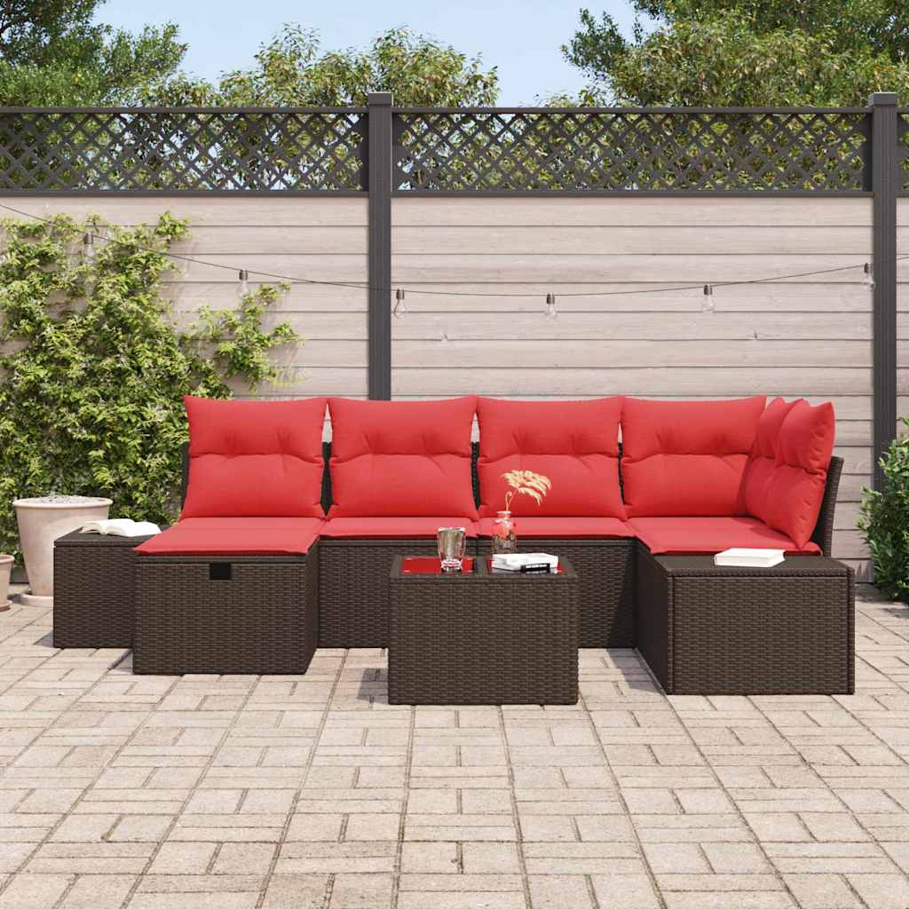 Ensemble de canapé de jardin 7 pcs Marron polyrotin - XIOS
