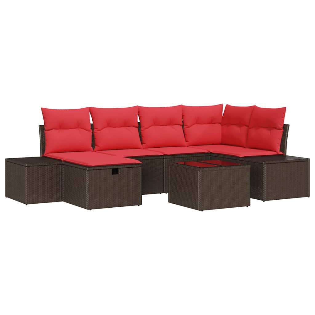 Ensemble de canapé de jardin 7 pcs Marron polyrotin - XIOS