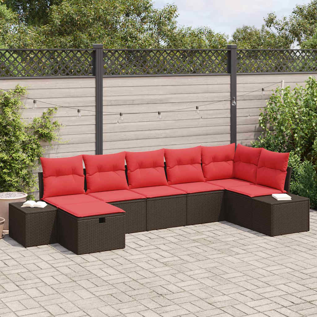 Ensemble de canapé de jardin 7 pcs Marron polyrotin - XIOS
