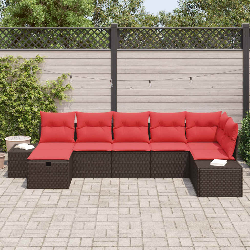Ensemble de canapé de jardin 7 pcs Marron polyrotin - XIOS