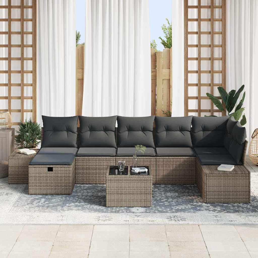 Ensemble de canapé de jardin avec coussin 8 pcs Gris polyrotin - XIOS