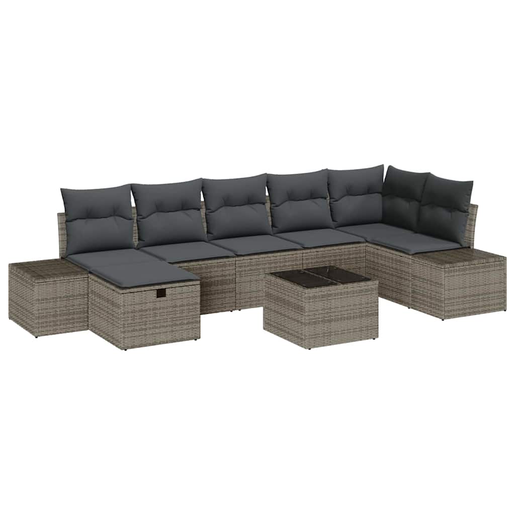 Ensemble de canapé de jardin avec coussin 8 pcs Gris polyrotin - XIOS