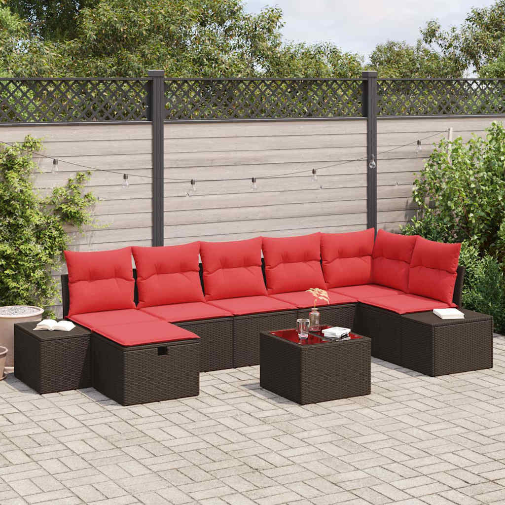 Ensemble de canapé de jardin 8 pcs Marron polyrotin - XIOS