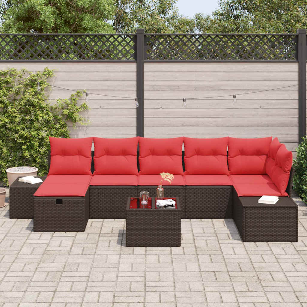 Ensemble de canapé de jardin 8 pcs Marron polyrotin - XIOS