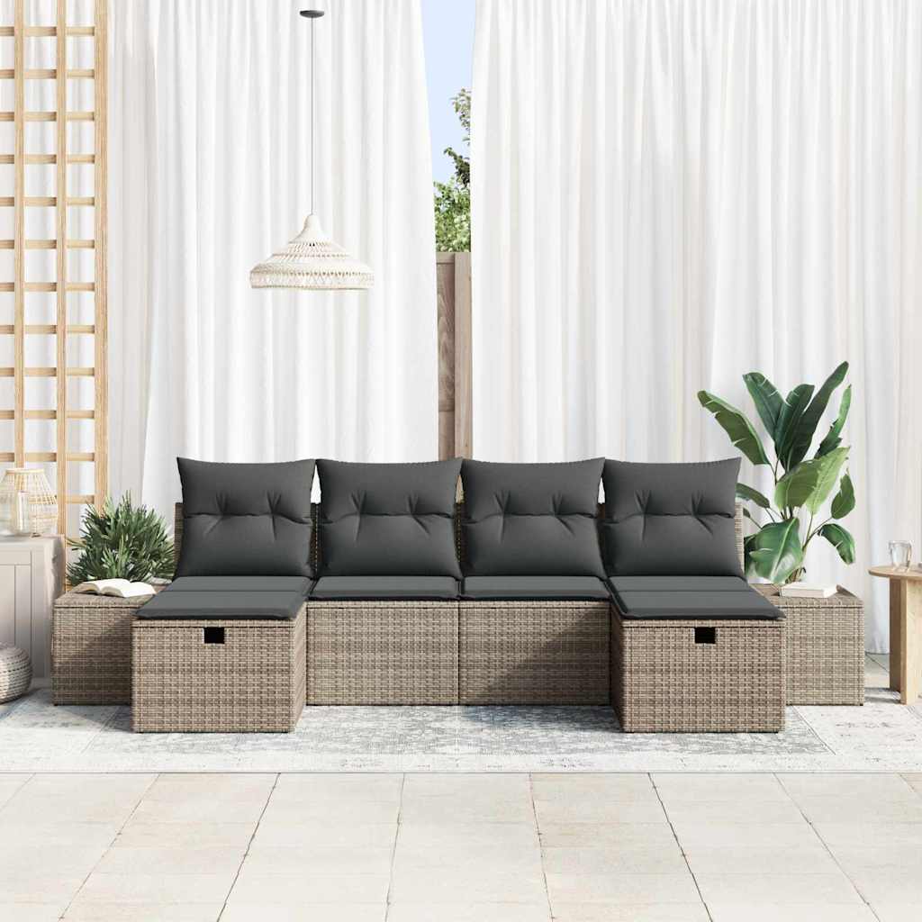 Ensemble de canapé de jardin avec coussin 6 pcs Gris polyrotin - XIOS
