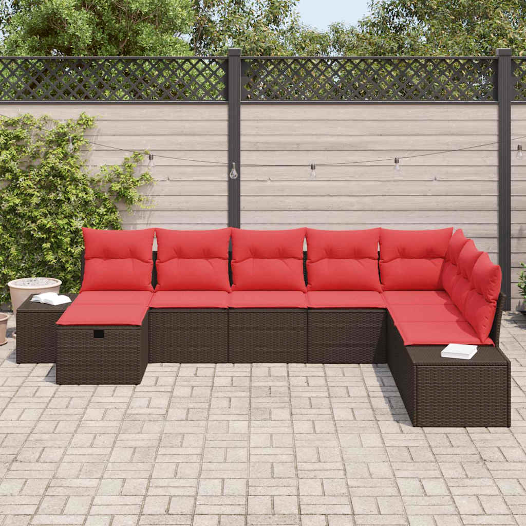 Ensemble de canapé de jardin 8 pcs Marron polyrotin - XIOS