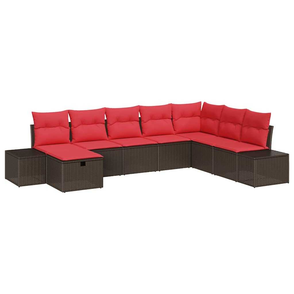 Ensemble de canapé de jardin 8 pcs Marron polyrotin - XIOS