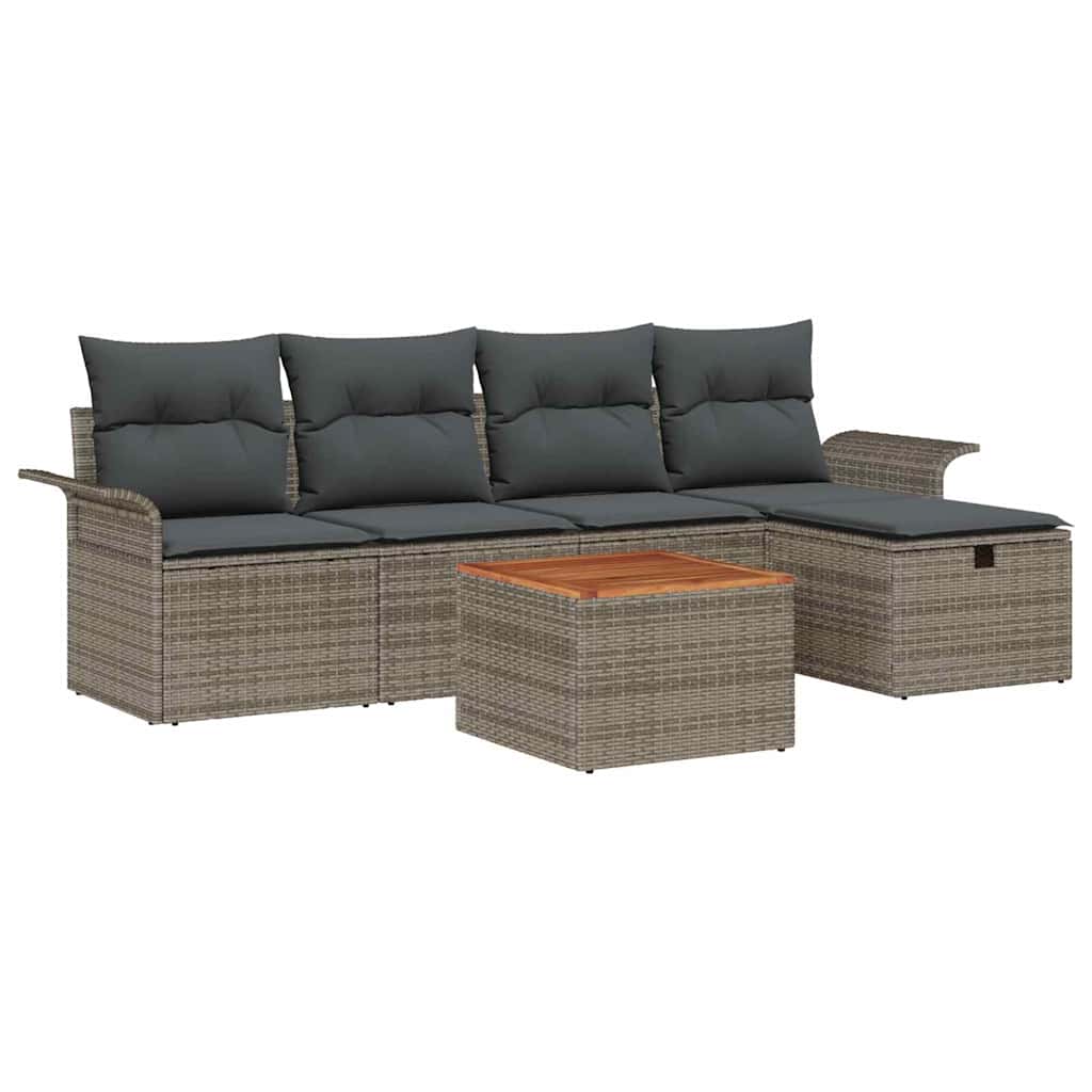 Ensemble de canapé de jardin avec coussin 6 pcs Gris polyrotin - XIOS