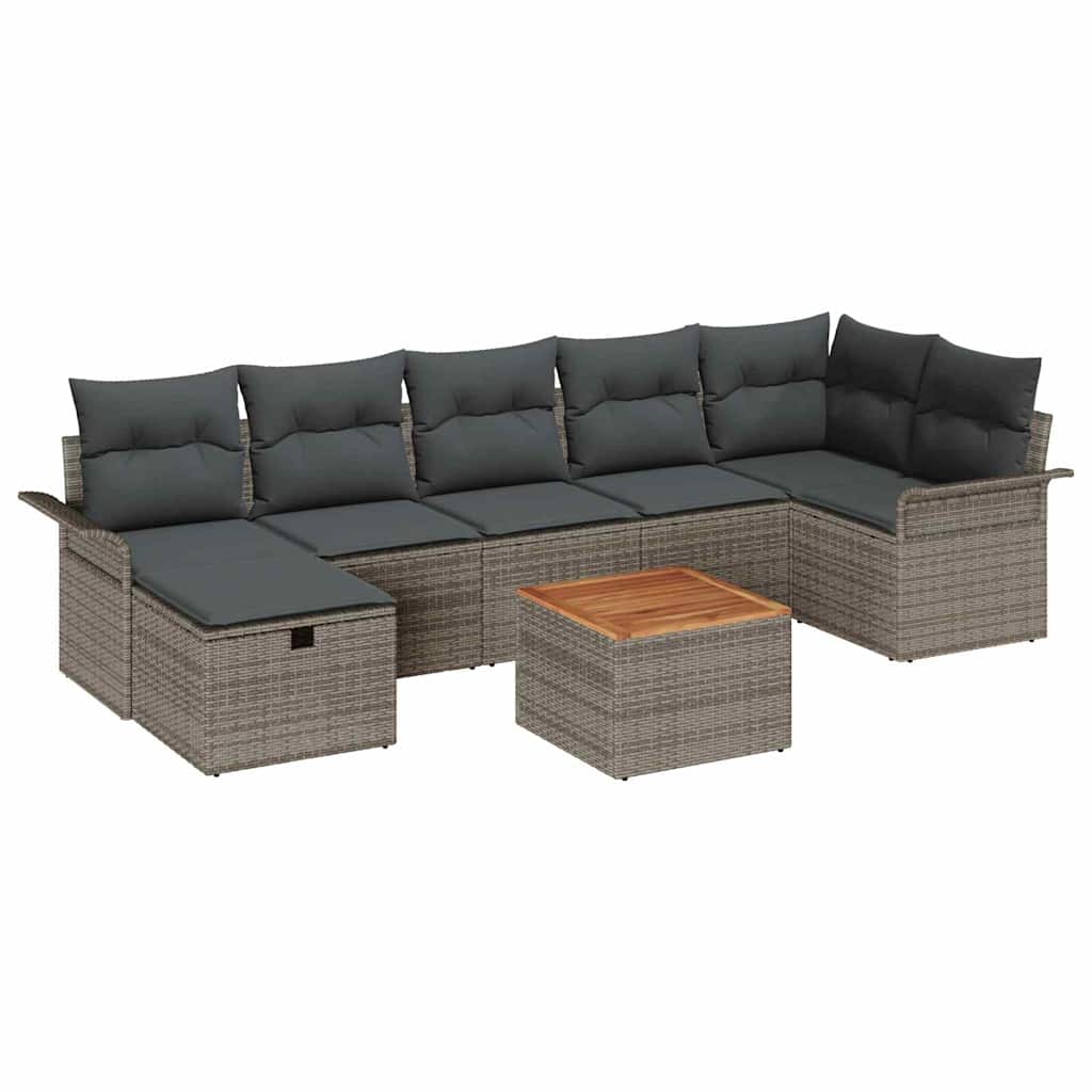 Ensemble de canapé de jardin avec coussin 8 pcs Gris polyrotin - XIOS