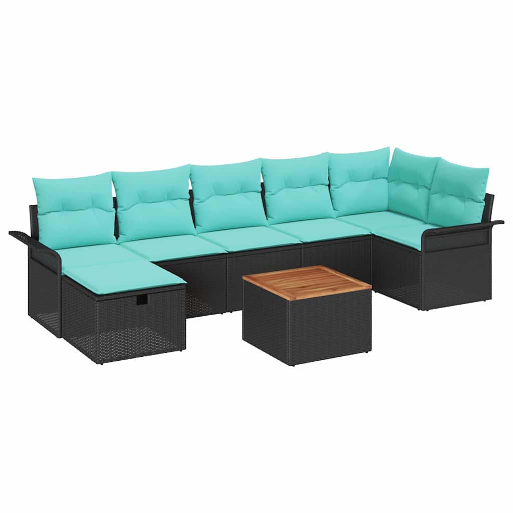 Ensemble de canapé de jardin avec coussin 8 pcs Noir polyrotin - XIOS