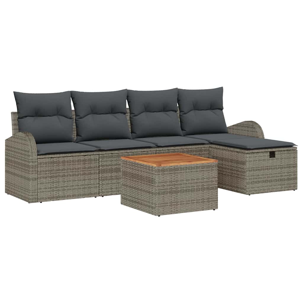 Ensemble de canapé de jardin avec coussin 6 pcs Gris polyrotin - XIOS