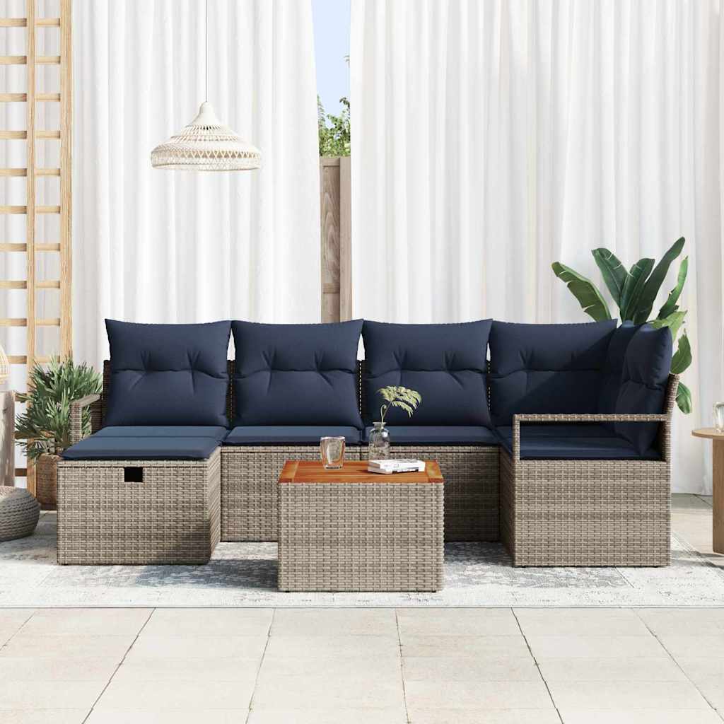 Ensemble de canapé de jardin avec coussin 7 pcs Gris polyrotin - XIOS