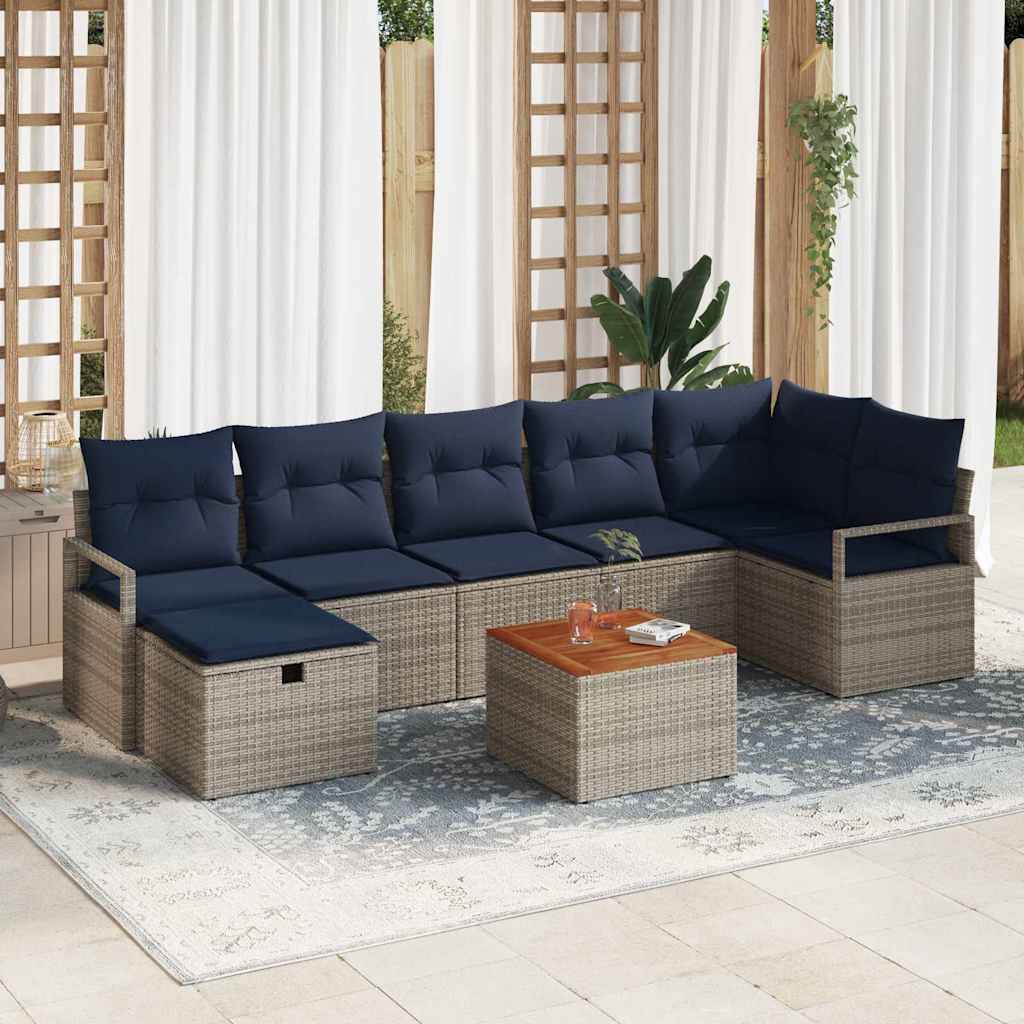 Ensemble de canapé de jardin avec coussin 8 pcs Gris polyrotin - XIOS