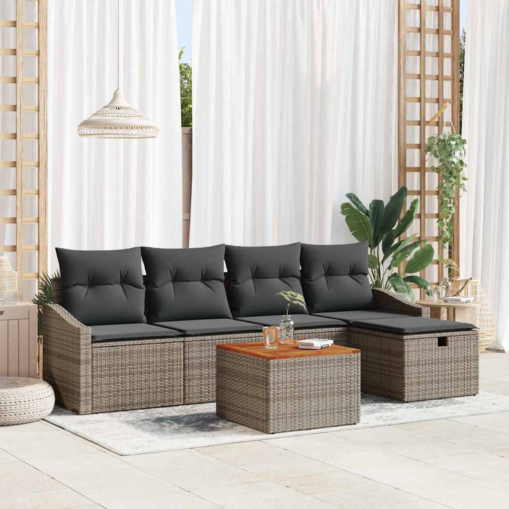 Ensemble de canapé de jardin avec coussin 6 pcs Gris polyrotin - XIOS