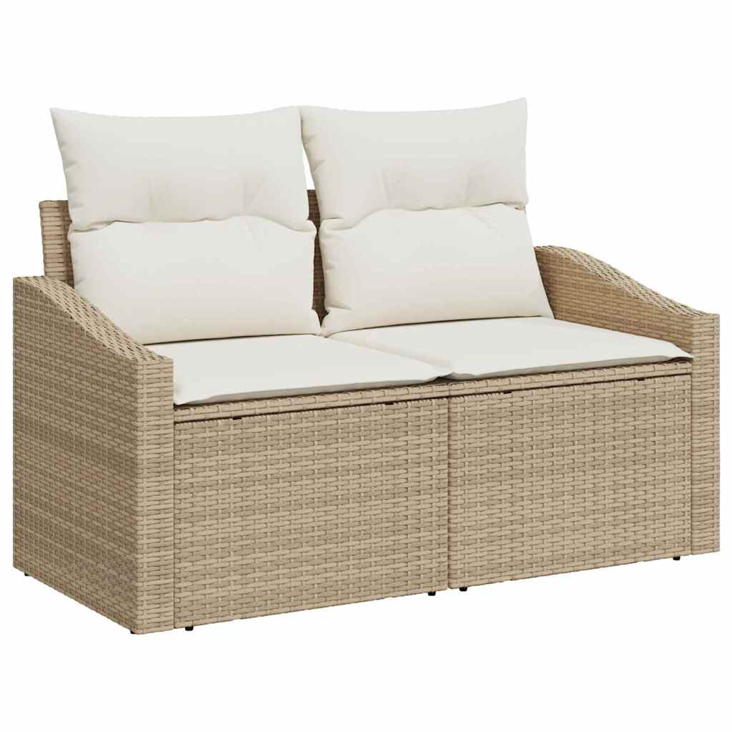 Ensemble de canapé de jardin avec coussin 9 pcs Beige polyrotin - XIOS