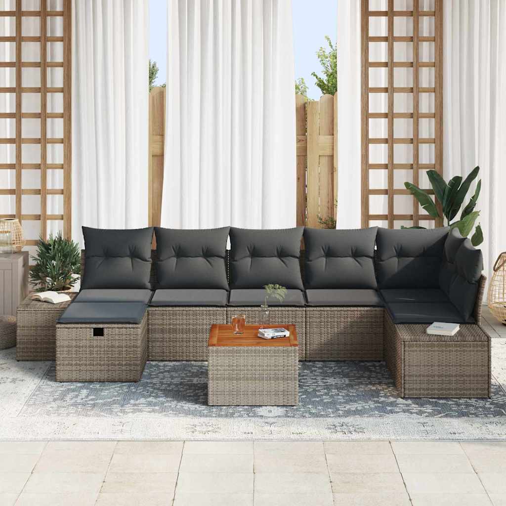 Ensemble de canapé de jardin avec coussin 8 pcs Gris polyrotin - XIOS