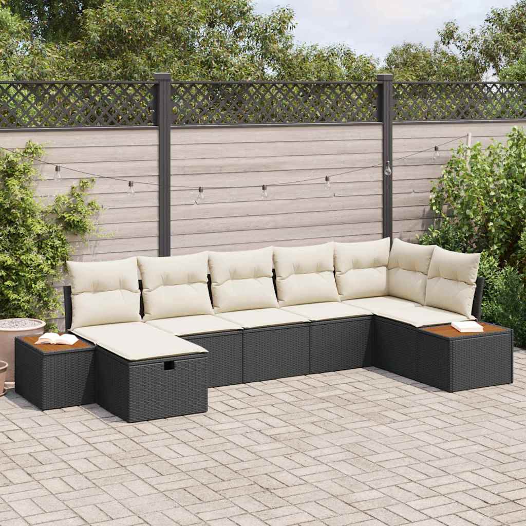 Ensemble de canapé de jardin avec coussin 8 pcs Noir polyrotin - XIOS