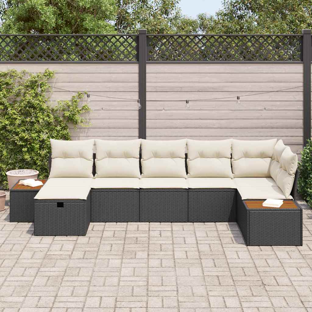 Ensemble de canapé de jardin avec coussin 8 pcs Noir polyrotin - XIOS