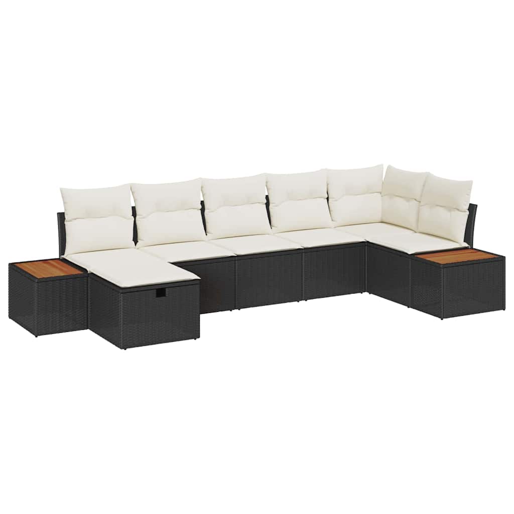 Ensemble de canapé de jardin avec coussin 8 pcs Noir polyrotin - XIOS
